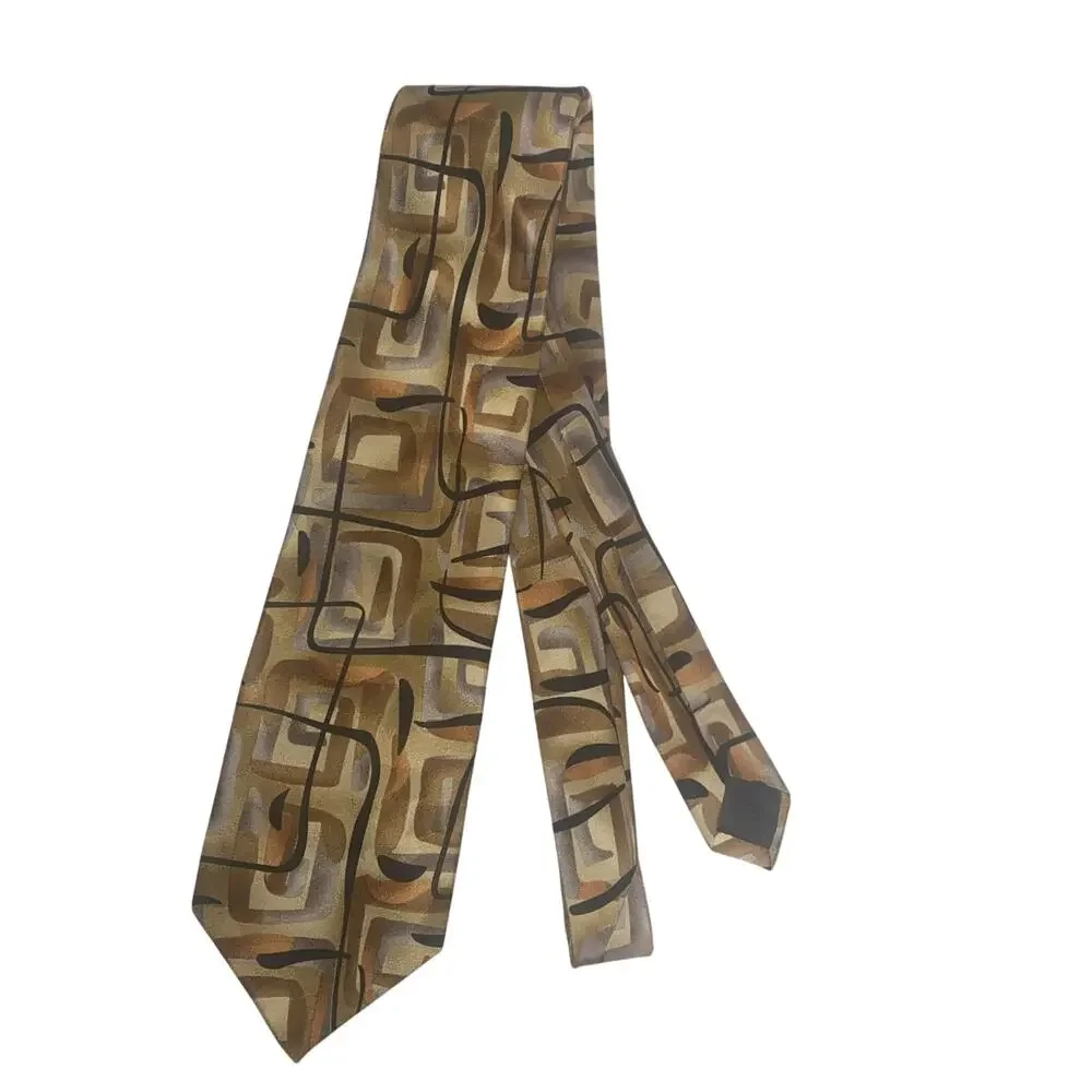 J. GARCIA Limited #43 Silk Necktie Designer NEW YORK AT NIGHT Gold 62”x4”